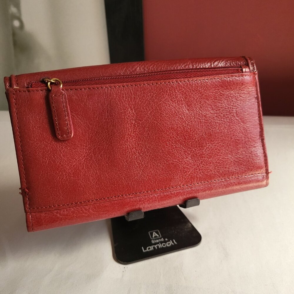VINTAGE FOSSIL GENUINE LEATHER RED WALLET - Picture 5 of 8